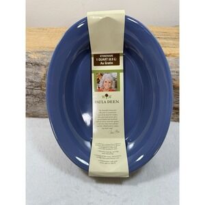 Paula Deen Cookware Oval Casserole Dish Southern Braid Blue 1 Qt Ceramic Baking